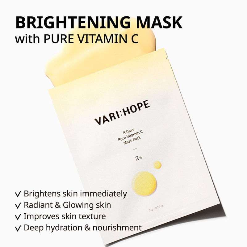VARI:HOPE Mask & Pad 8 Days Brightening Mask with  Pure Vitamin C 1BOX (5EA)